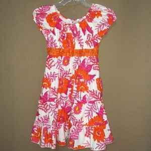 Girls Size 8 Dress Orange and Pink Print